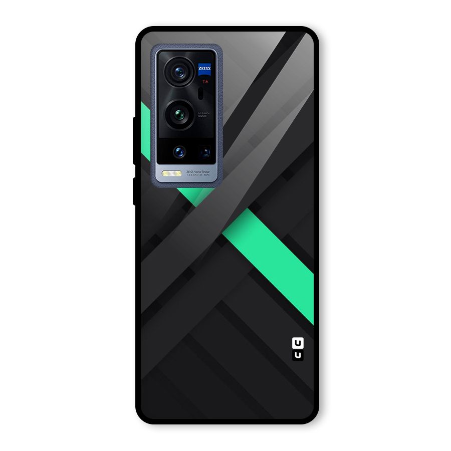 Green Stripe Diagonal Glass Back Case for Vivo X60 Pro Plus