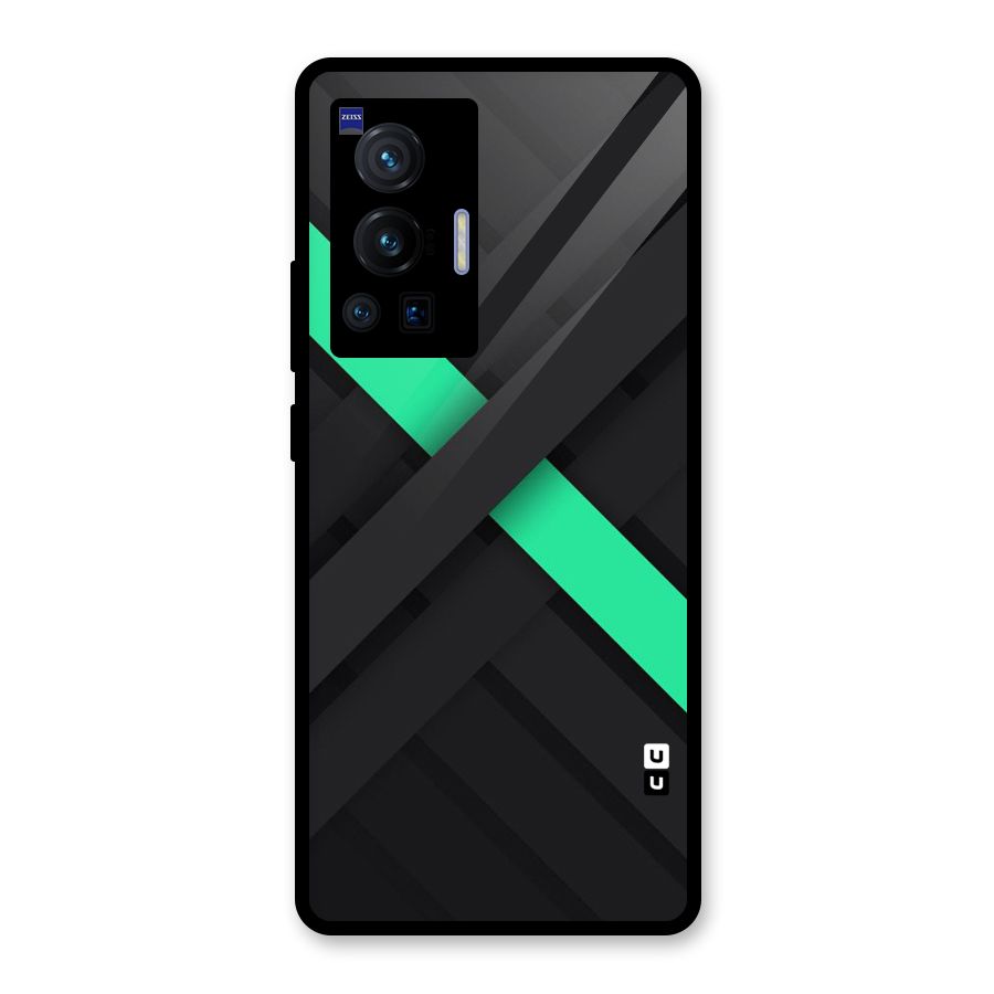 Green Stripe Diagonal Glass Back Case for Vivo X70 Pro