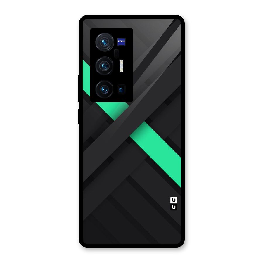 Green Stripe Diagonal Glass Back Case for Vivo X70 Pro Plus