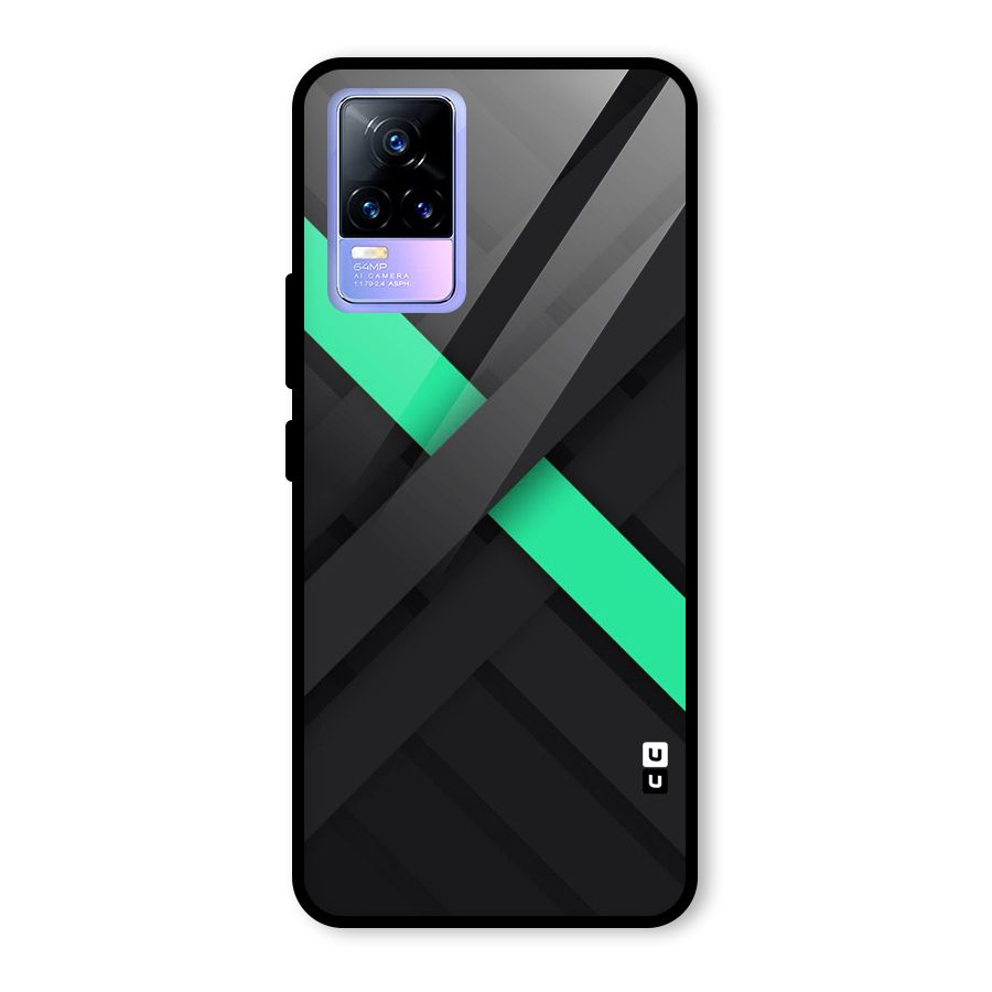 Green Stripe Diagonal Glass Back Case for Vivo Y73