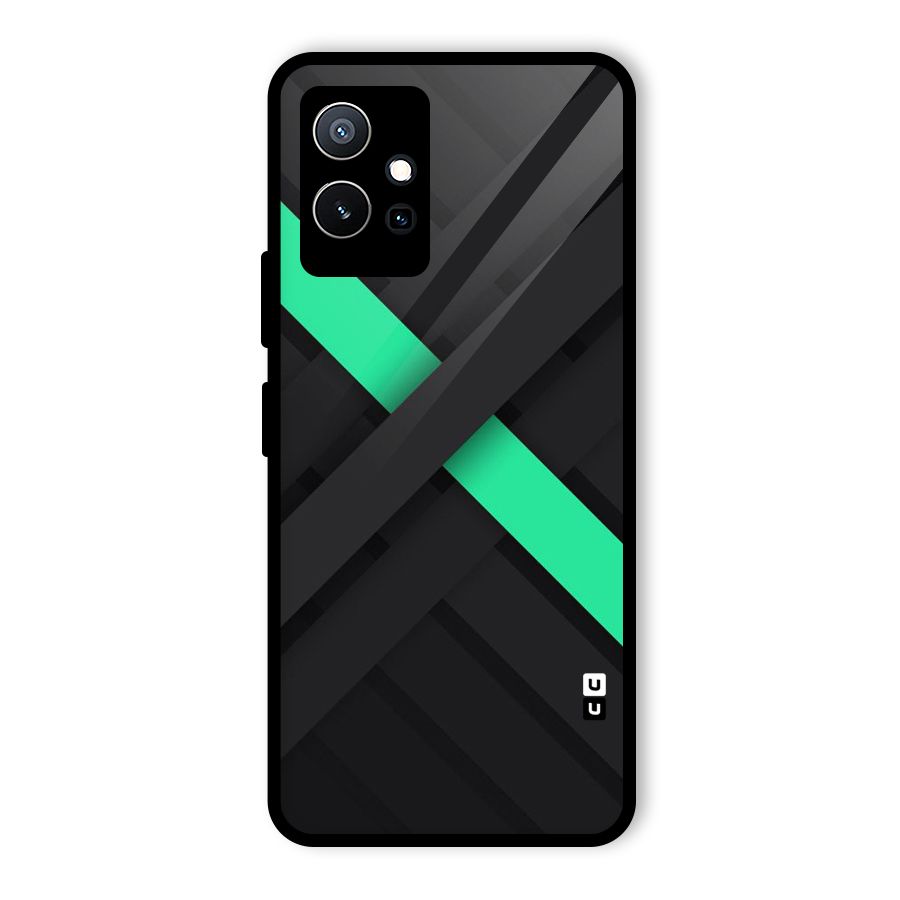 Green Stripe Diagonal Glass Back Case for Vivo Y75 5G