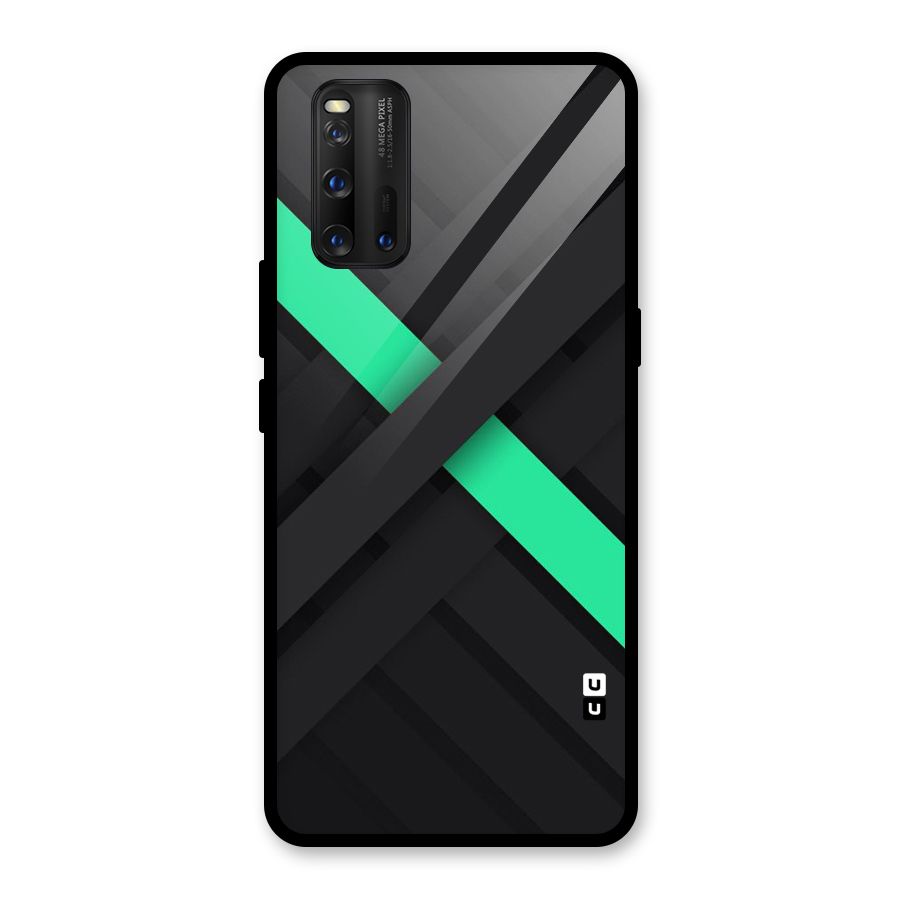 Green Stripe Diagonal Glass Back Case for Vivo iQOO 3