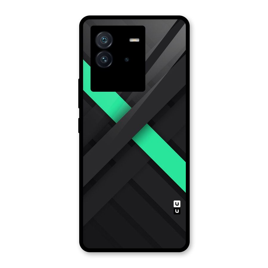 Green Stripe Diagonal Glass Back Case for Vivo iQOO Neo 6 5G