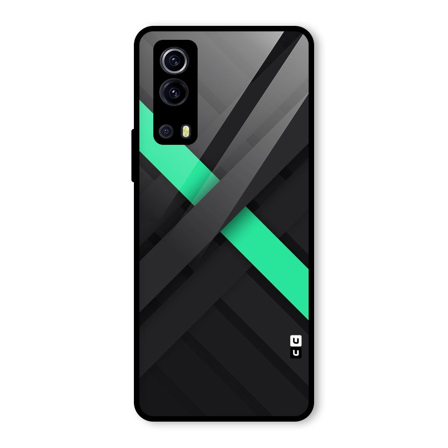 Green Stripe Diagonal Glass Back Case for Vivo iQOO Z3