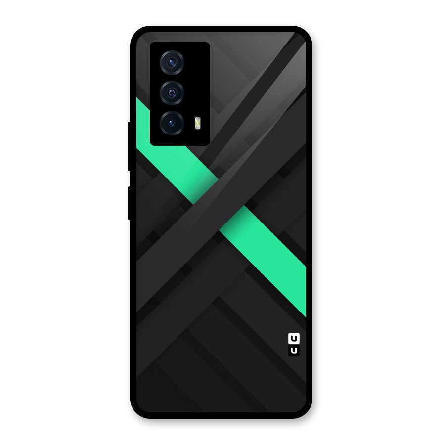 Green Stripe Diagonal Glass Back Case for Vivo iQOO Z5