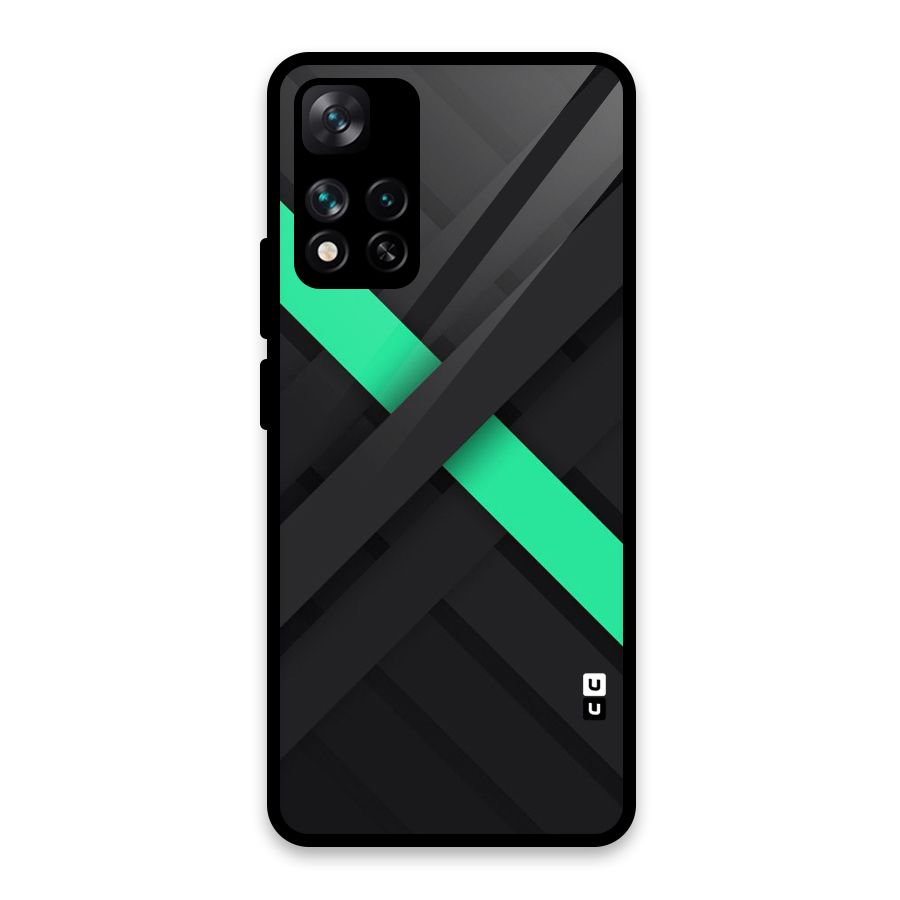 Green Stripe Diagonal Glass Back Case for Xiaomi 11i HyperCharge 5G