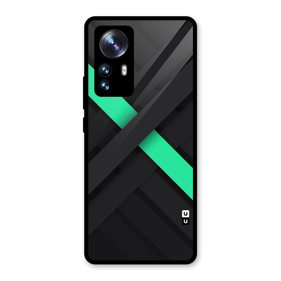 Green Stripe Diagonal Glass Back Case for Xiaomi 12 Pro