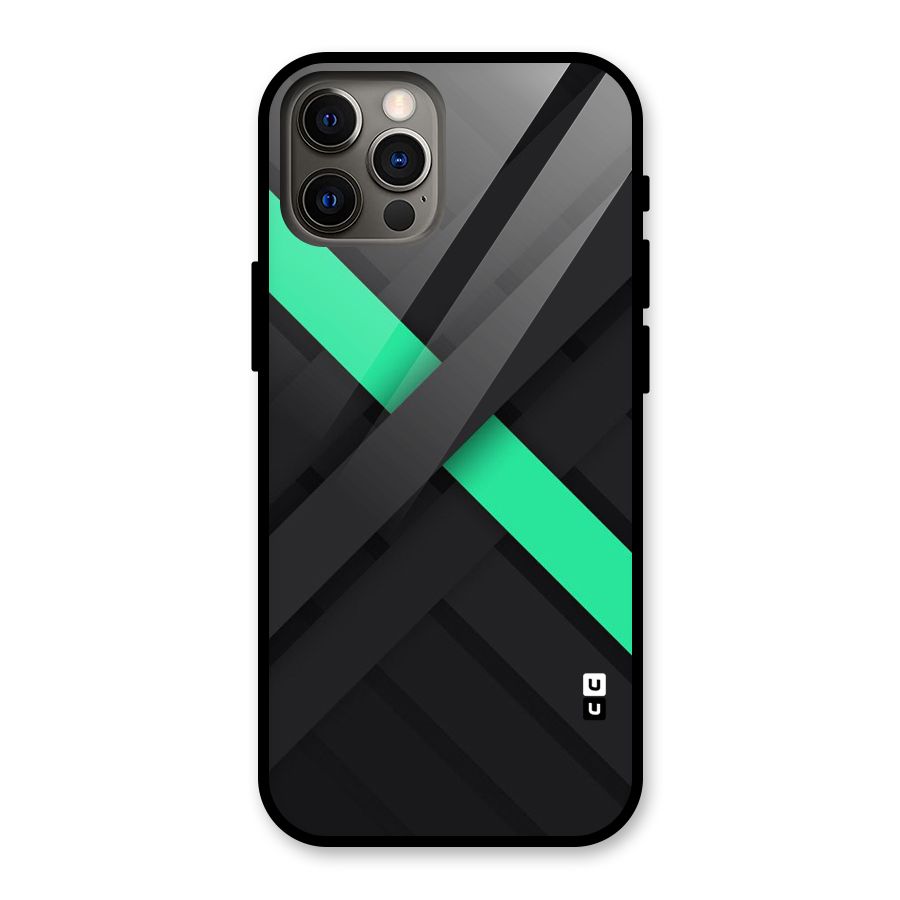 Green Stripe Diagonal Glass Back Case for iPhone 12 Pro