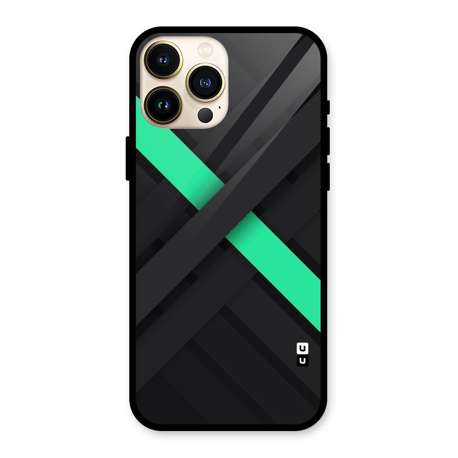 Green Stripe Diagonal Glass Back Case for iPhone 13 Pro Max