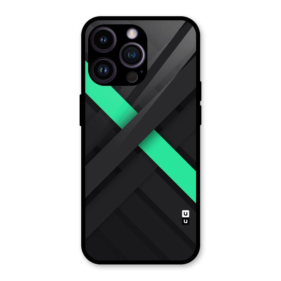 Green Stripe Diagonal Glass Back Case for iPhone 14 Pro Max
