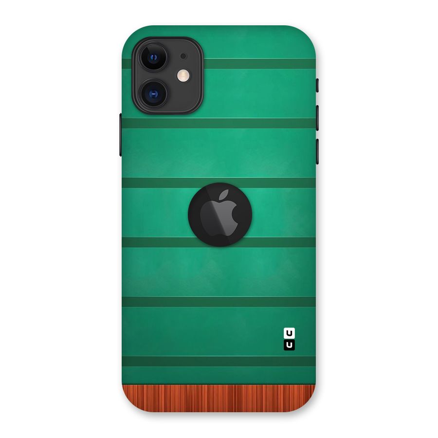 Green Wood Stripes Back Case for iPhone 11 Logo Cut