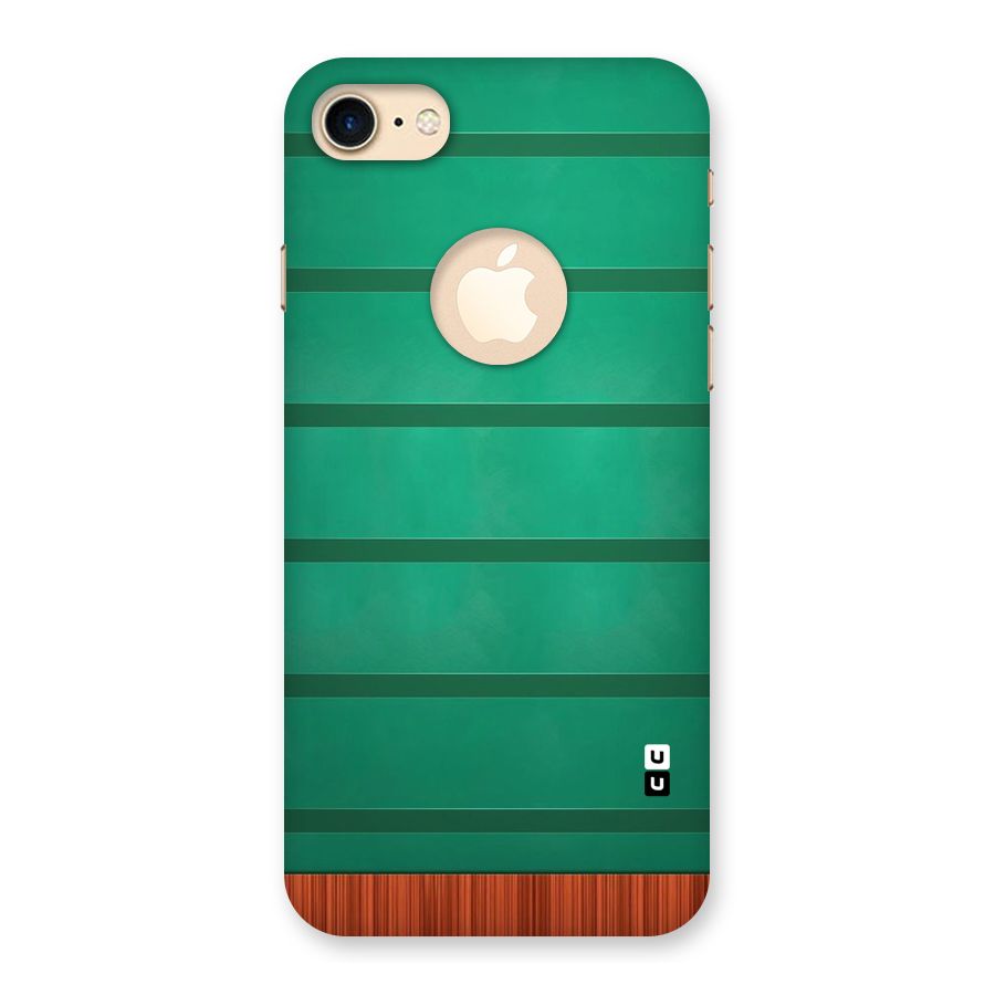 Green Wood Stripes Back Case for iPhone 8 Logo Cut
