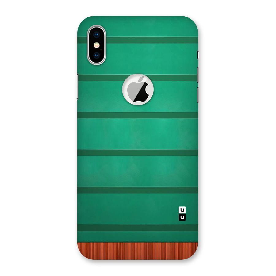 Green Wood Stripes Back Case for iPhone X Logo Cut