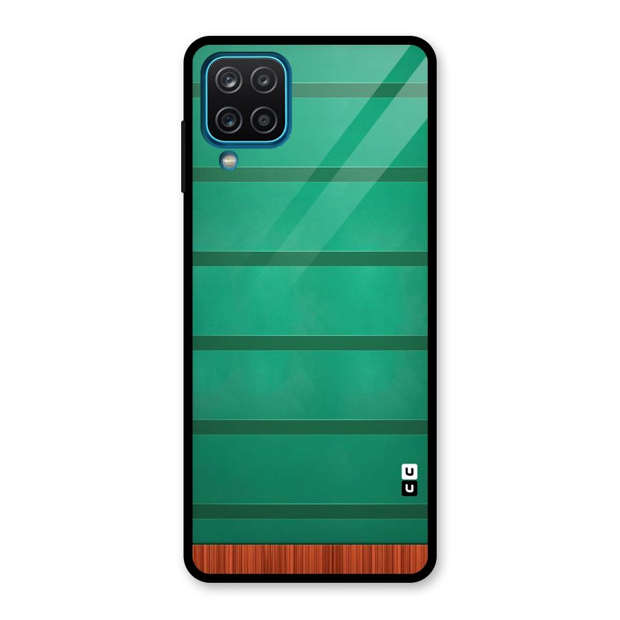 Green Wood Stripes Glass Back Case for Galaxy A12