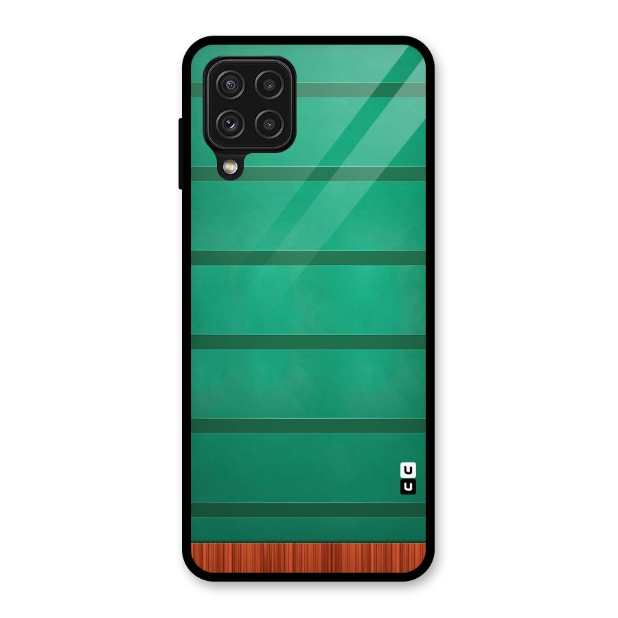 Green Wood Stripes Glass Back Case for Galaxy A22 4G
