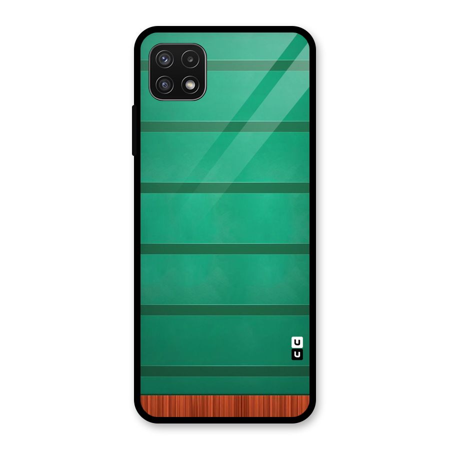 Green Wood Stripes Glass Back Case for Galaxy A22 5G
