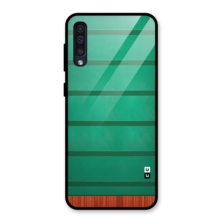 Green Wood Stripes Glass Back Case for Galaxy A50