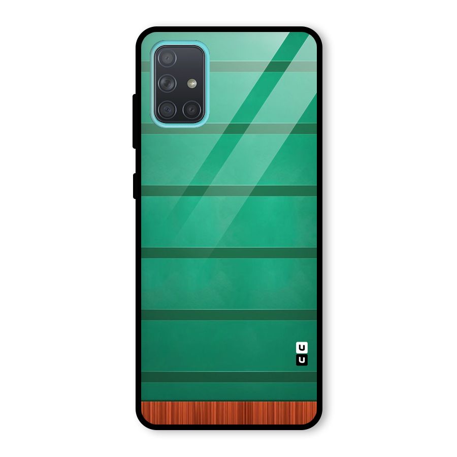Green Wood Stripes Glass Back Case for Galaxy A71
