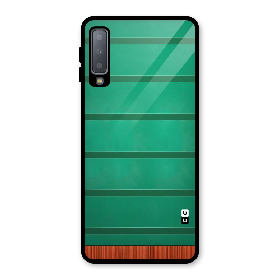 Green Wood Stripes Glass Back Case for Galaxy A7 (2018)