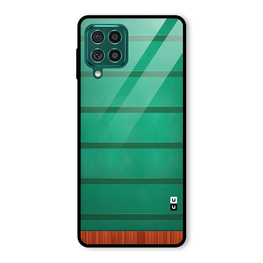 Green Wood Stripes Glass Back Case for Galaxy F62