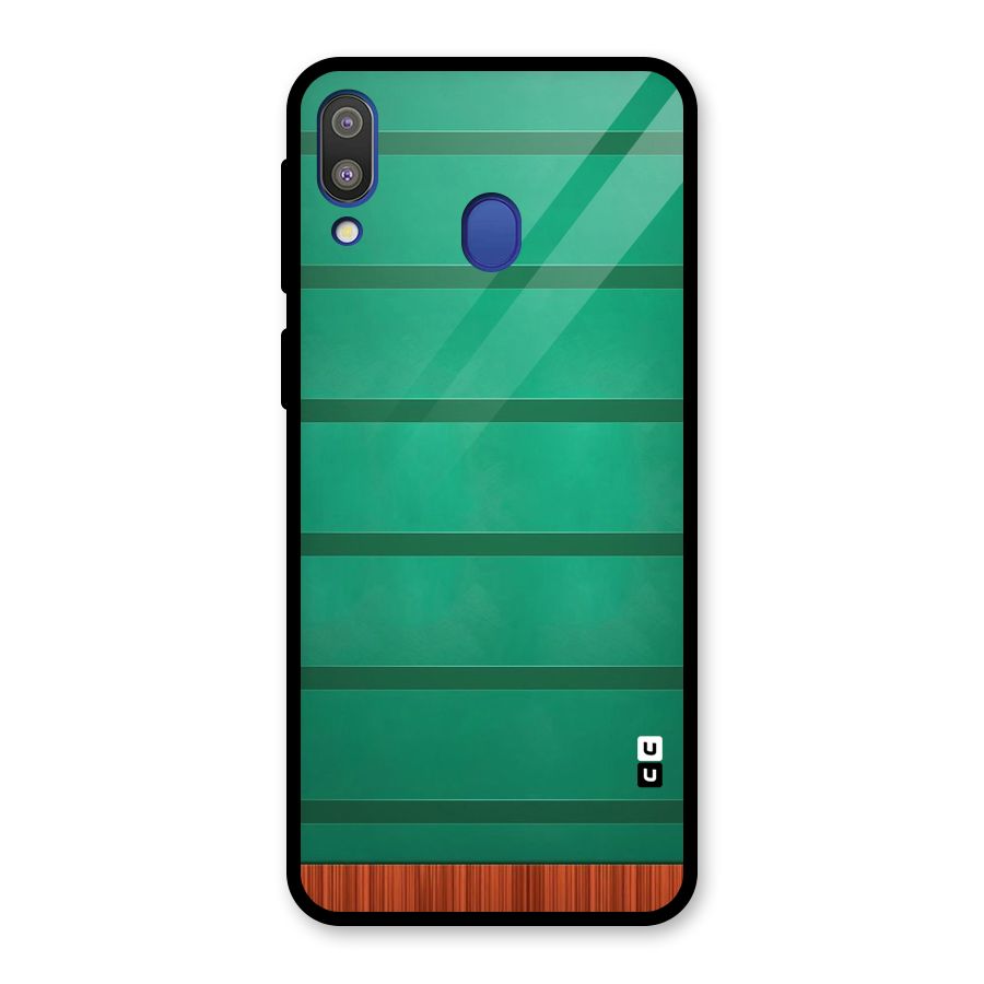 Green Wood Stripes Glass Back Case for Galaxy M20