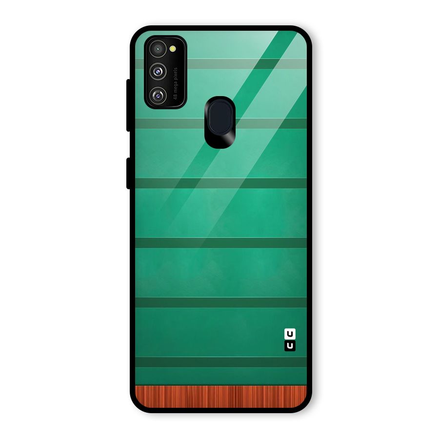 Green Wood Stripes Glass Back Case for Galaxy M30s