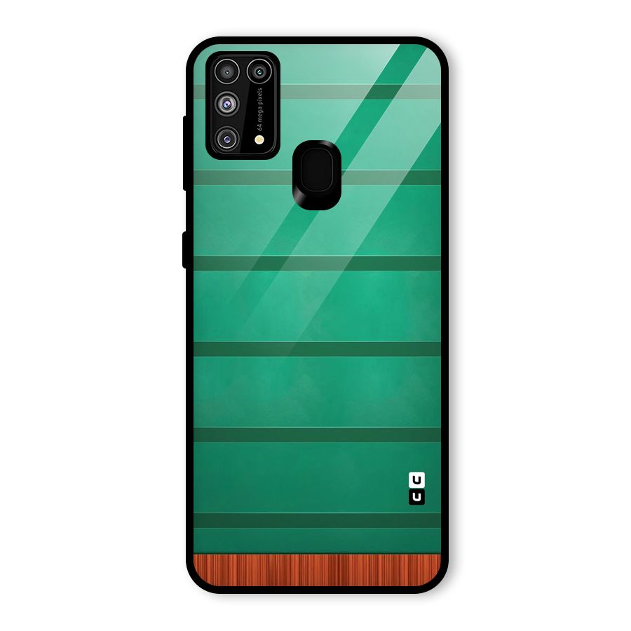 Green Wood Stripes Glass Back Case for Galaxy M31