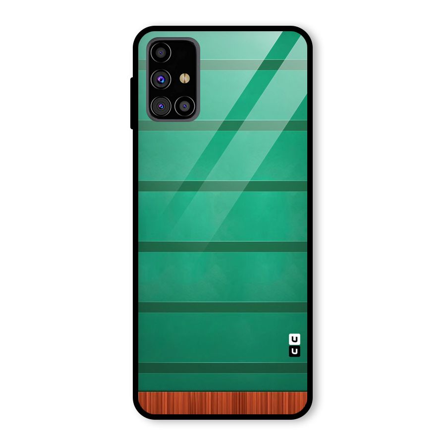 Green Wood Stripes Glass Back Case for Galaxy M31s