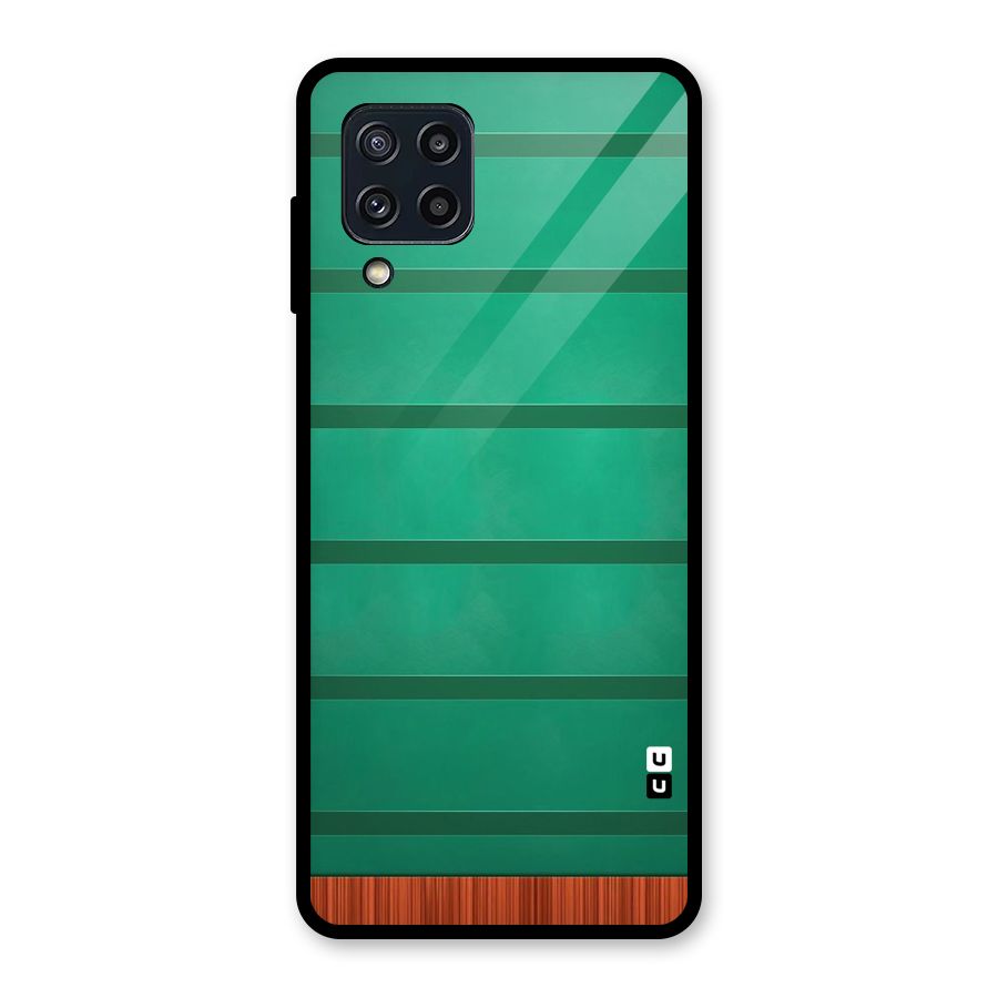 Green Wood Stripes Glass Back Case for Galaxy M32