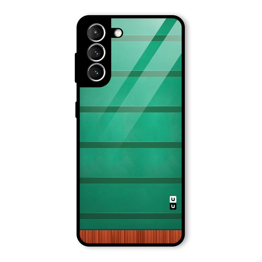Green Wood Stripes Glass Back Case for Galaxy S21 5G