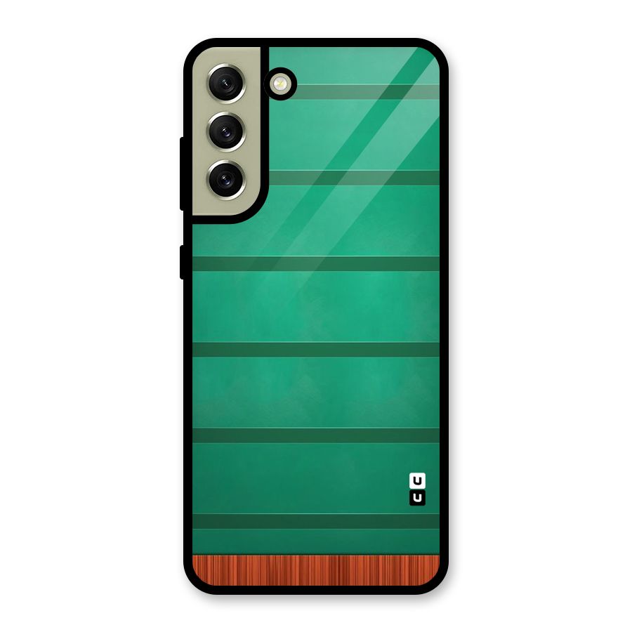Green Wood Stripes Glass Back Case for Galaxy S21 FE 5G