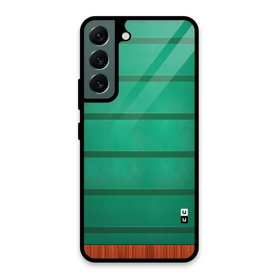 Green Wood Stripes Glass Back Case for Galaxy S22 5G