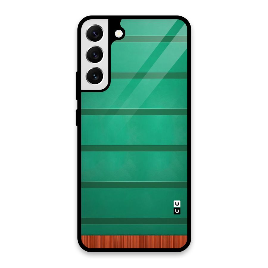 Green Wood Stripes Glass Back Case for Galaxy S22 Plus 5G