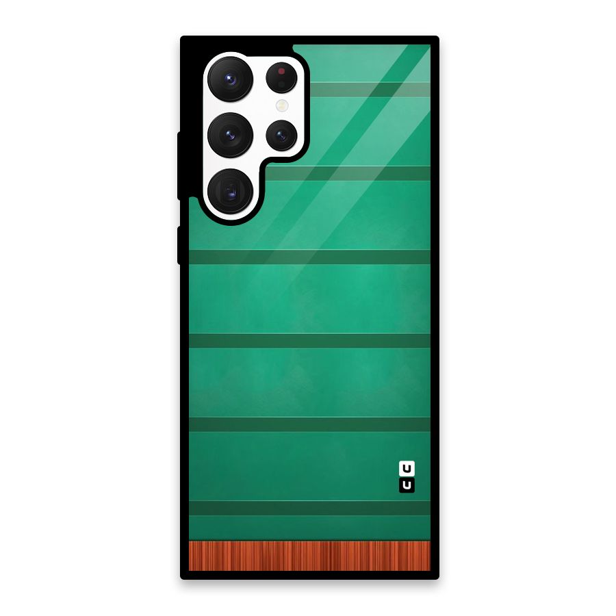Green Wood Stripes Glass Back Case for Galaxy S22 Ultra 5G