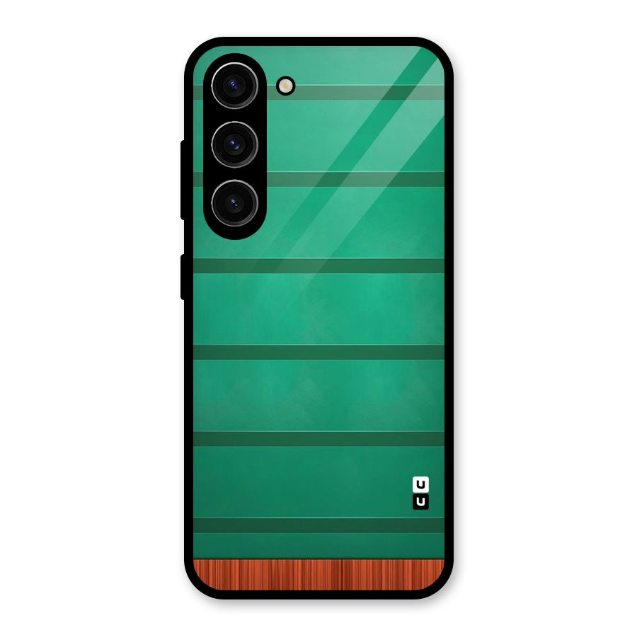 Green Wood Stripes Glass Back Case for Galaxy S23