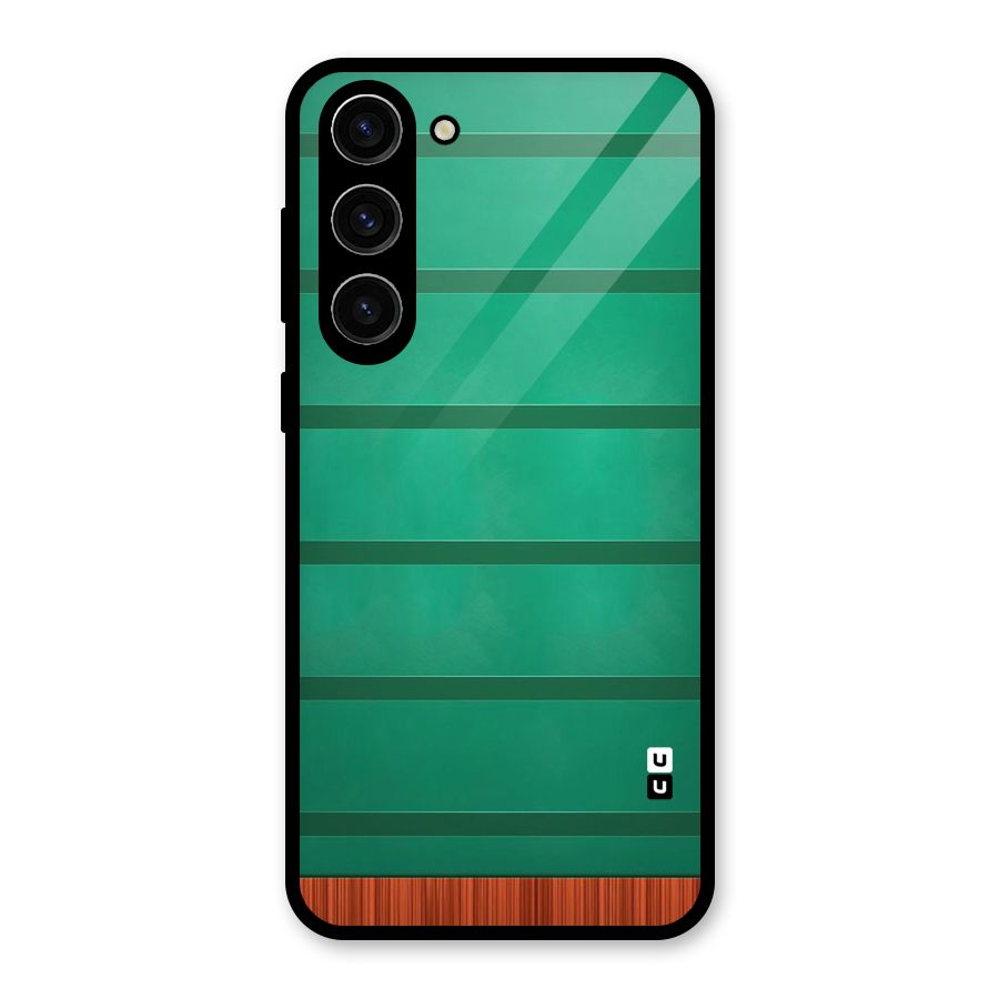 Green Wood Stripes Glass Back Case for Galaxy S23 Plus