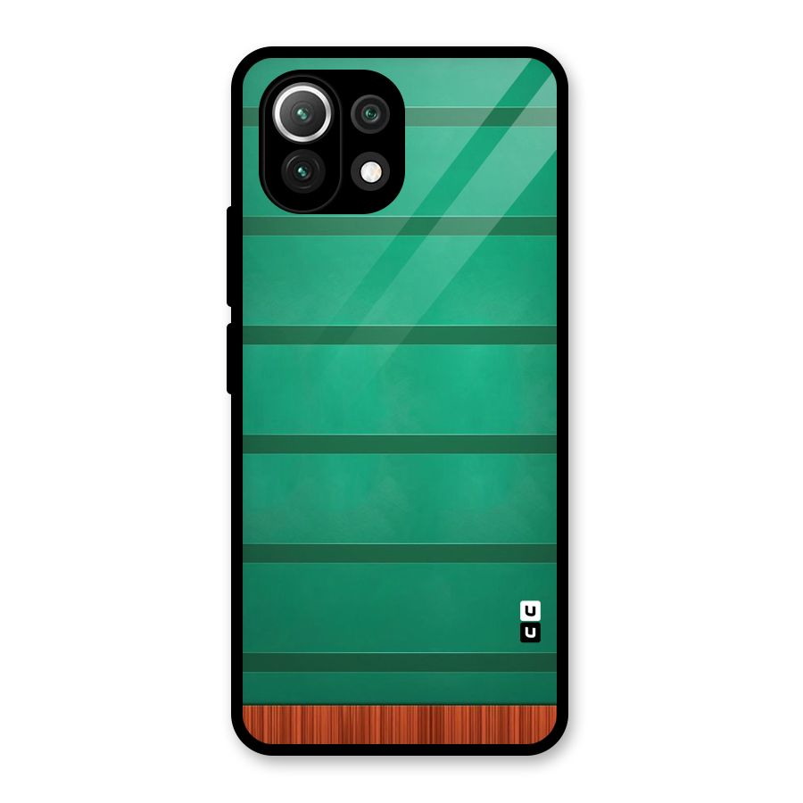 Green Wood Stripes Glass Back Case for Mi 11 Lite NE 5G