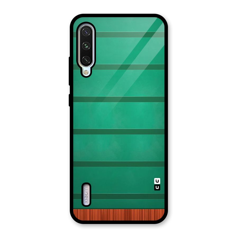 Green Wood Stripes Glass Back Case for Mi A3