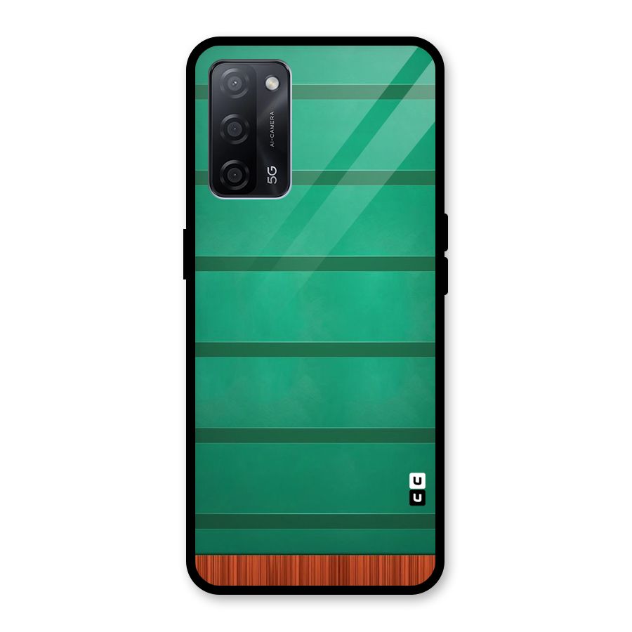 Green Wood Stripes Glass Back Case for Oppo A53s 5G