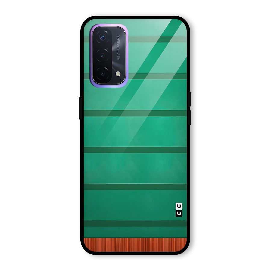Green Wood Stripes Glass Back Case for Oppo A74 5G