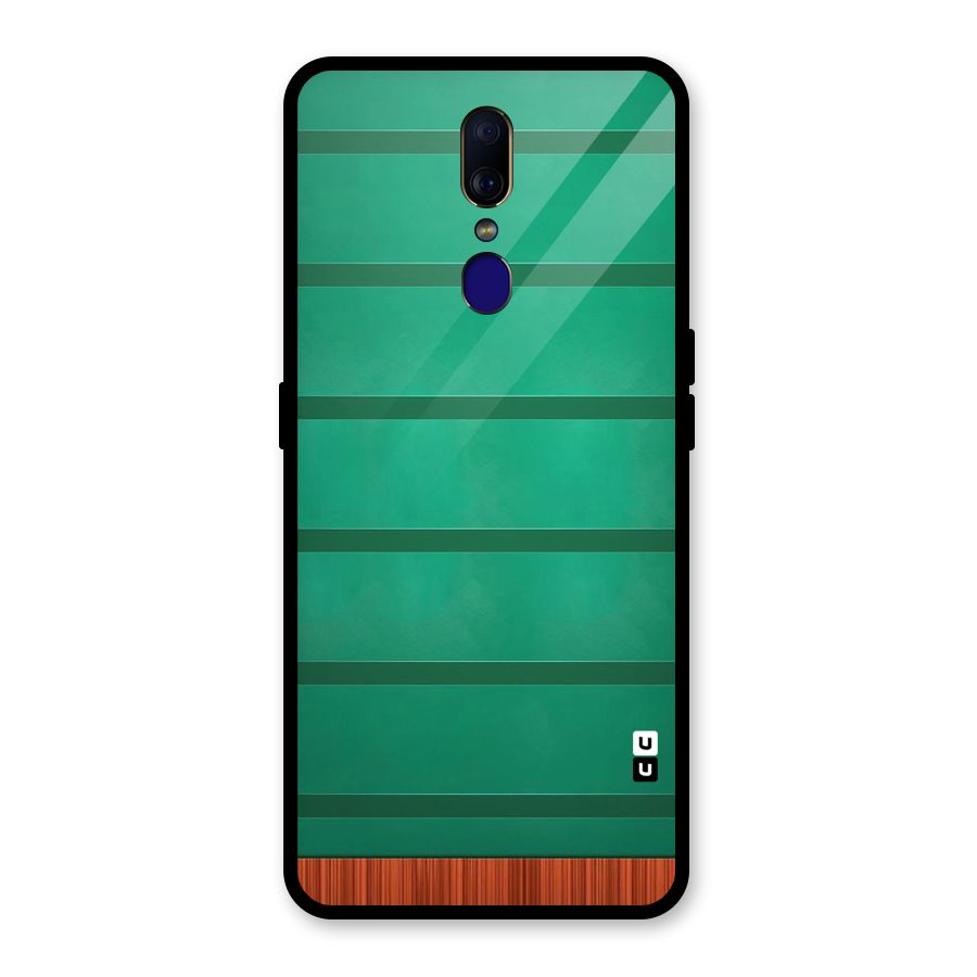 Green Wood Stripes Glass Back Case for Oppo F11