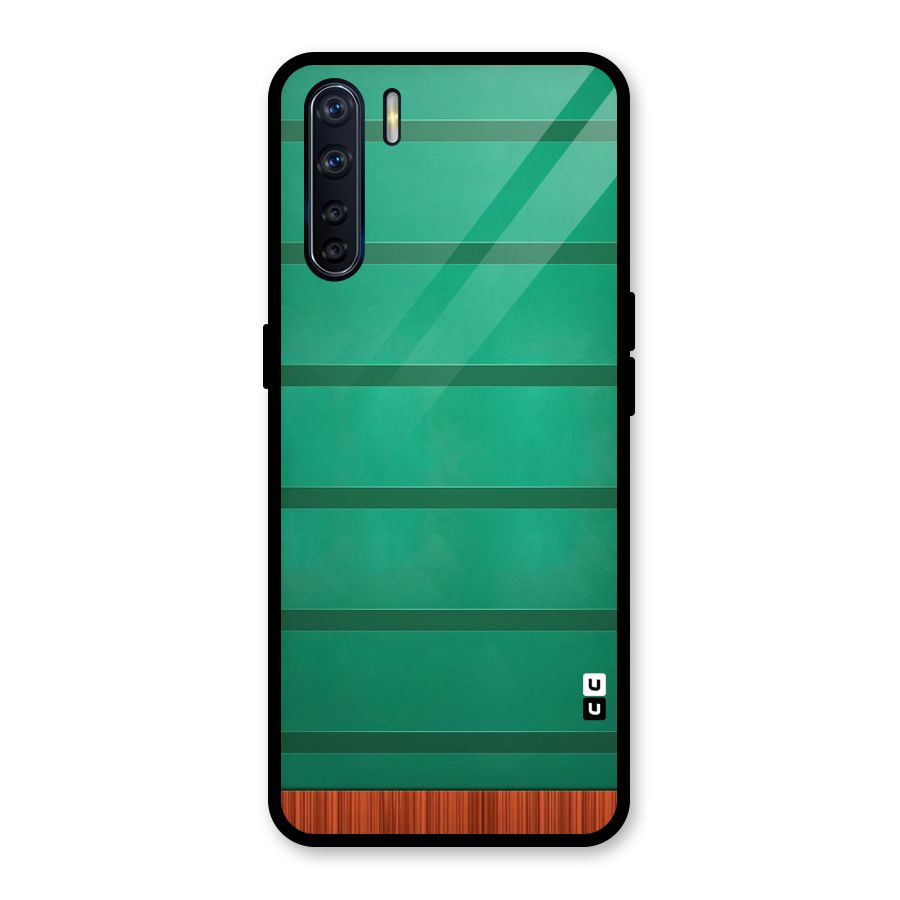 Green Wood Stripes Glass Back Case for Oppo F15