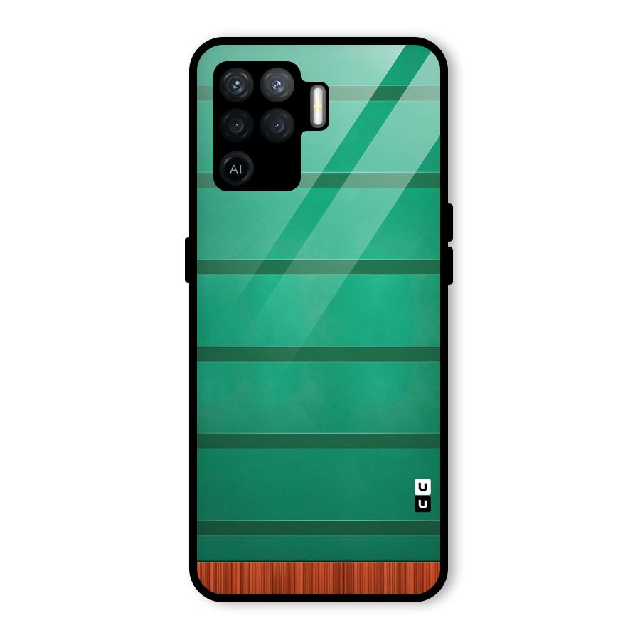 Green Wood Stripes Glass Back Case for Oppo F19 Pro