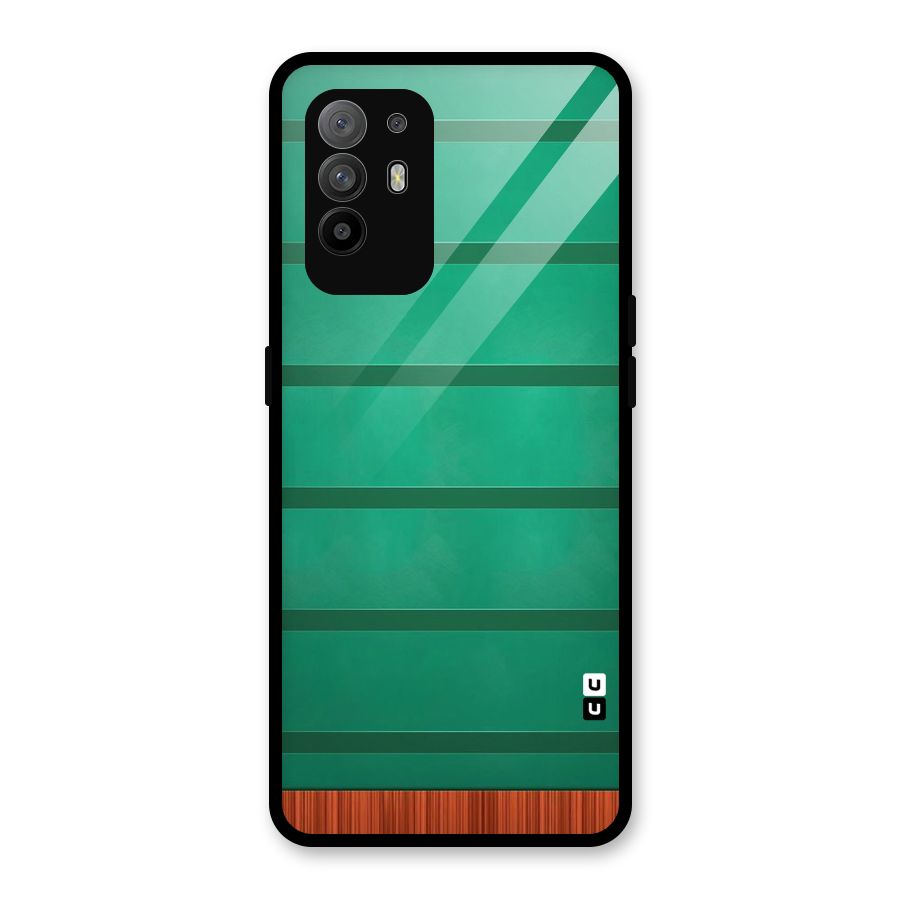 Green Wood Stripes Glass Back Case for Oppo F19 Pro Plus 5G