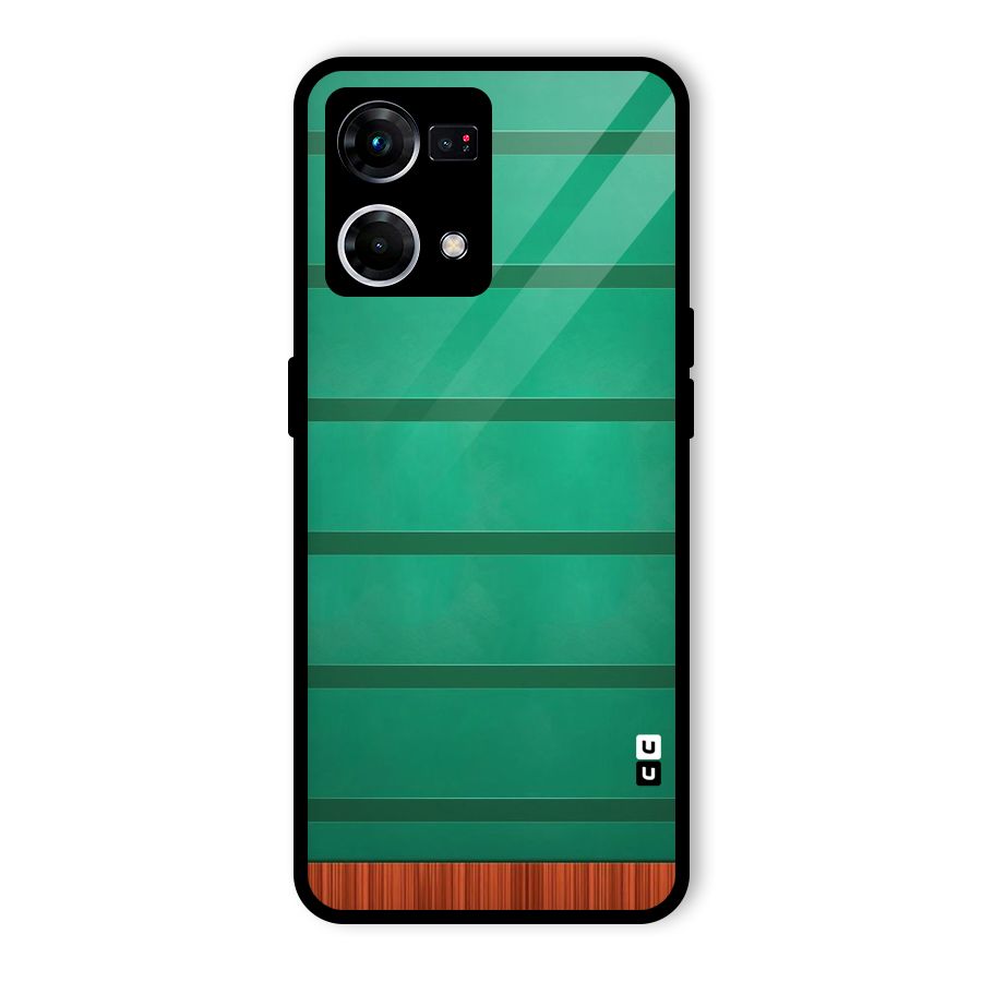 Green Wood Stripes Glass Back Case for Oppo F21 Pro 5G