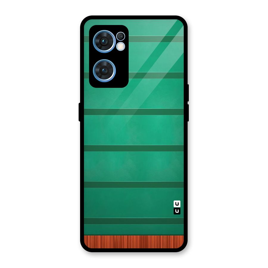 Green Wood Stripes Glass Back Case for Oppo Reno7 5G