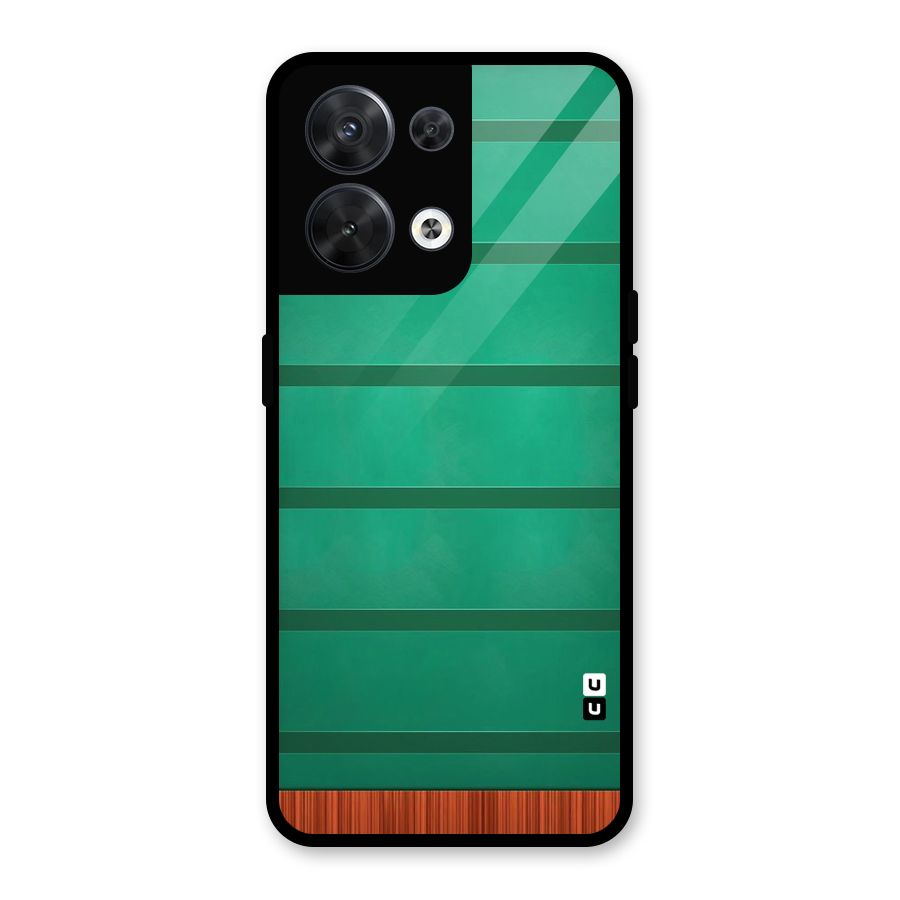 Green Wood Stripes Glass Back Case for Oppo Reno8 5G