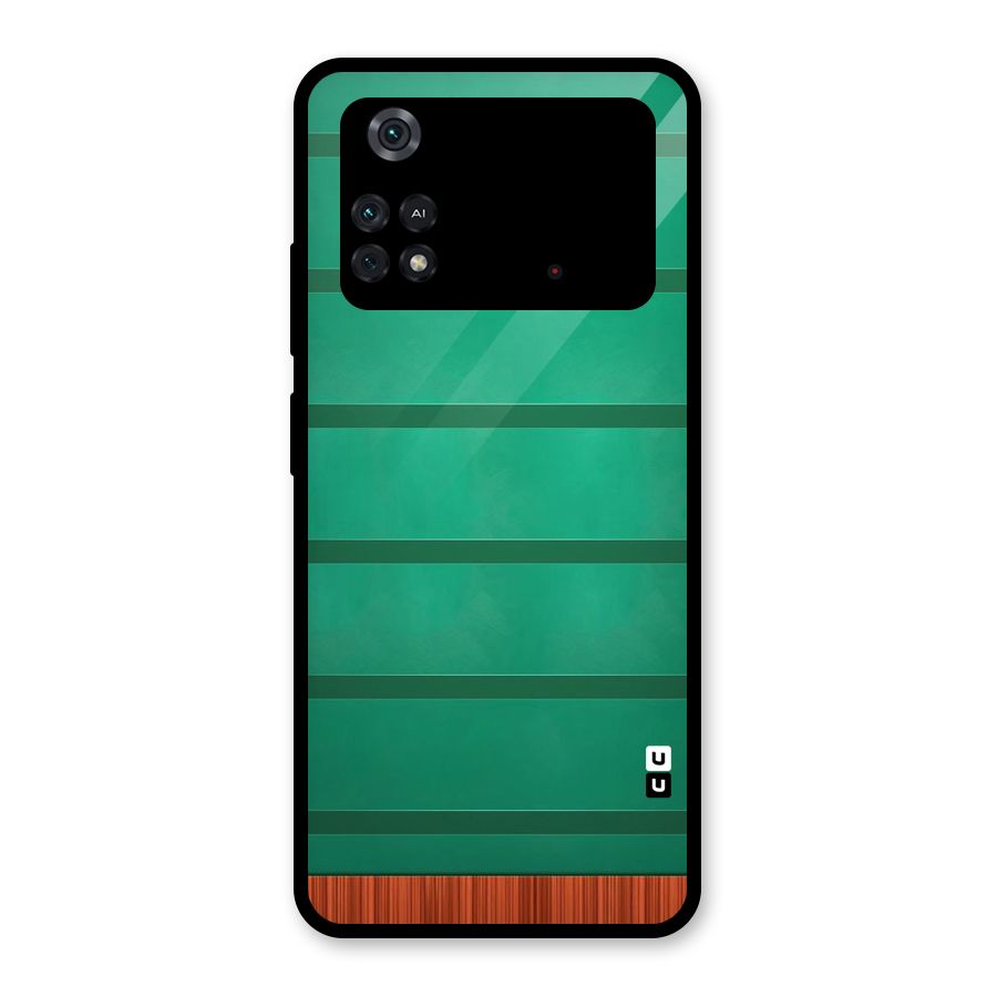 Green Wood Stripes Glass Back Case for Poco M4 Pro 4G