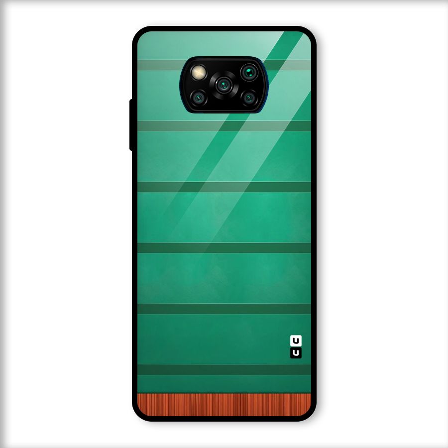 Green Wood Stripes Glass Back Case for Poco X3
