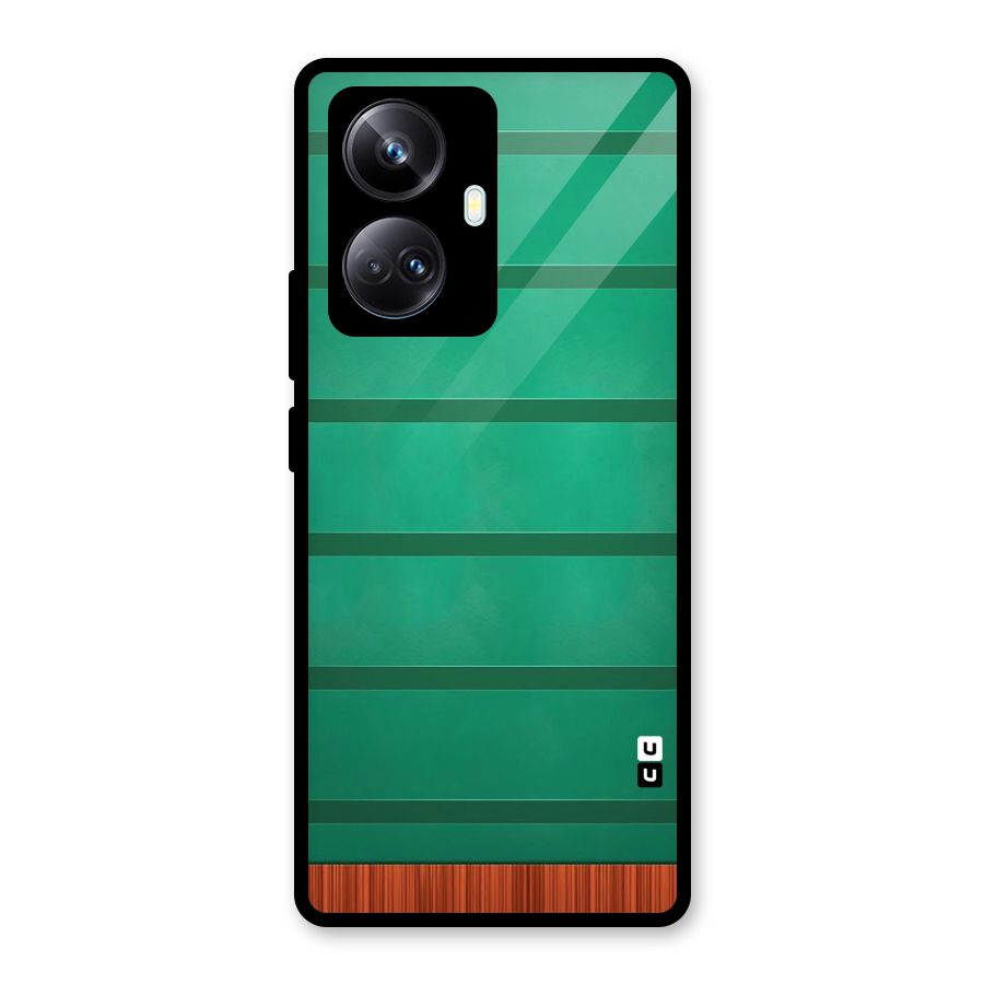 Green Wood Stripes Glass Back Case for Realme 10 Pro Plus